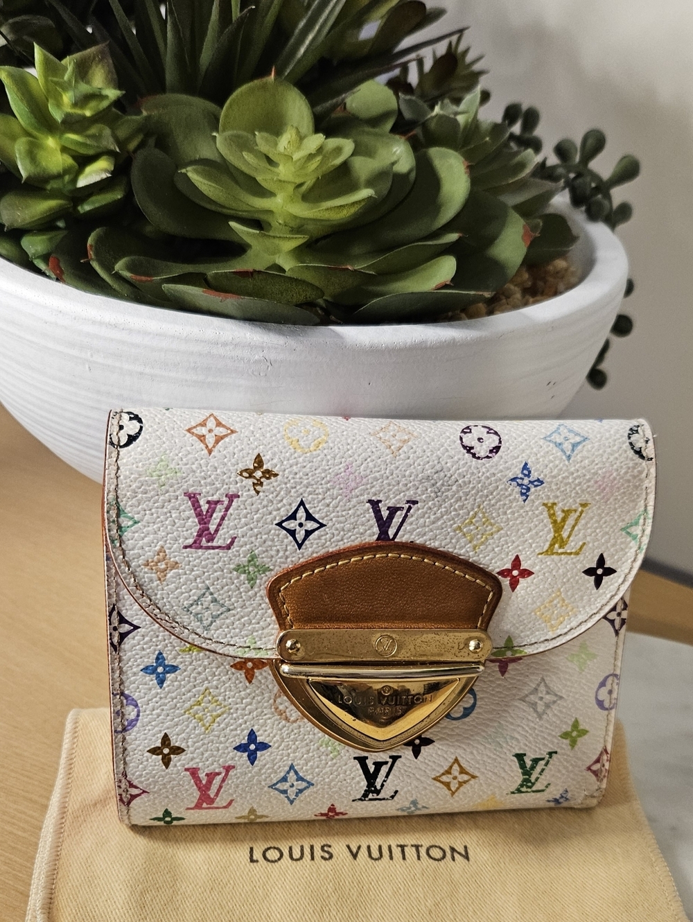 Louis Vuitton x Takashi Murakami White Multicolor Monogram Small Wallet 💖